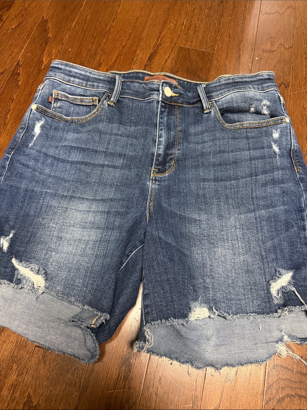 Distressed Denim Women’s Shorts - Blue